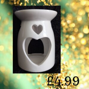white  love heart burner