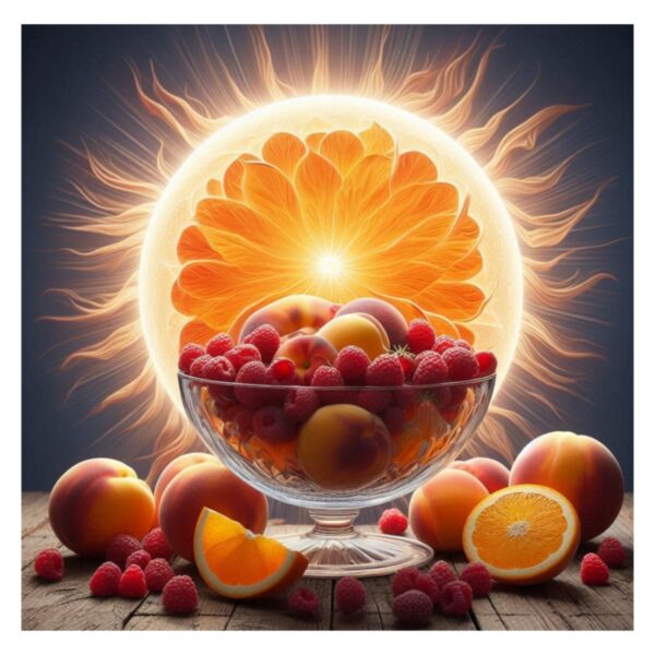 sunshine, mandarin, peach and raspberry